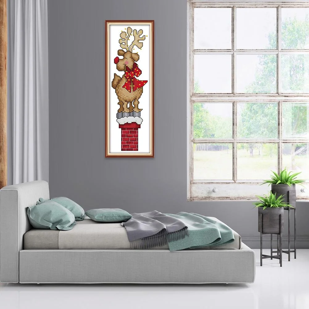 14ct Stamped Cross Stitch - Christmas Deer(9*27cm)