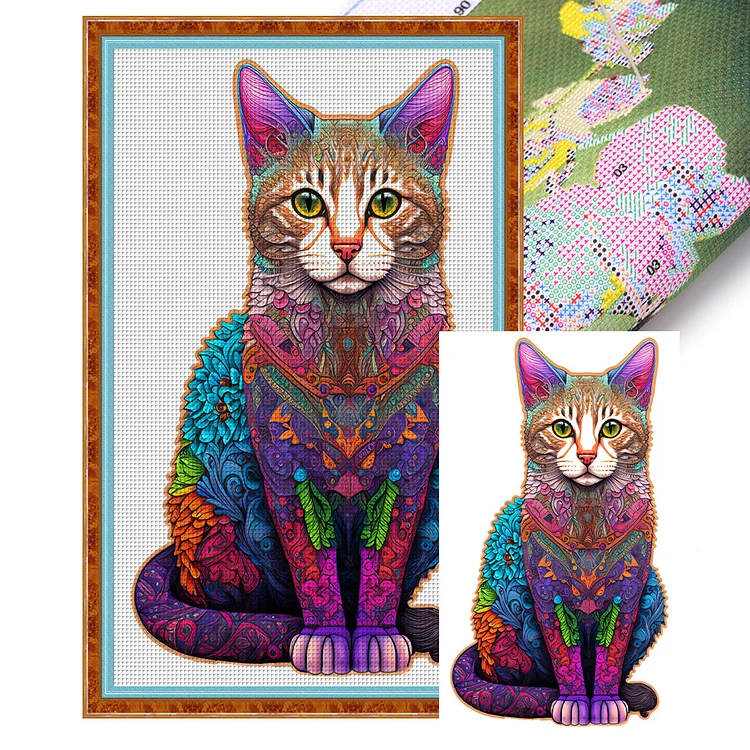 Colorful Cats 18CT (25*40CM) Stamped Cross Stitch gbfke