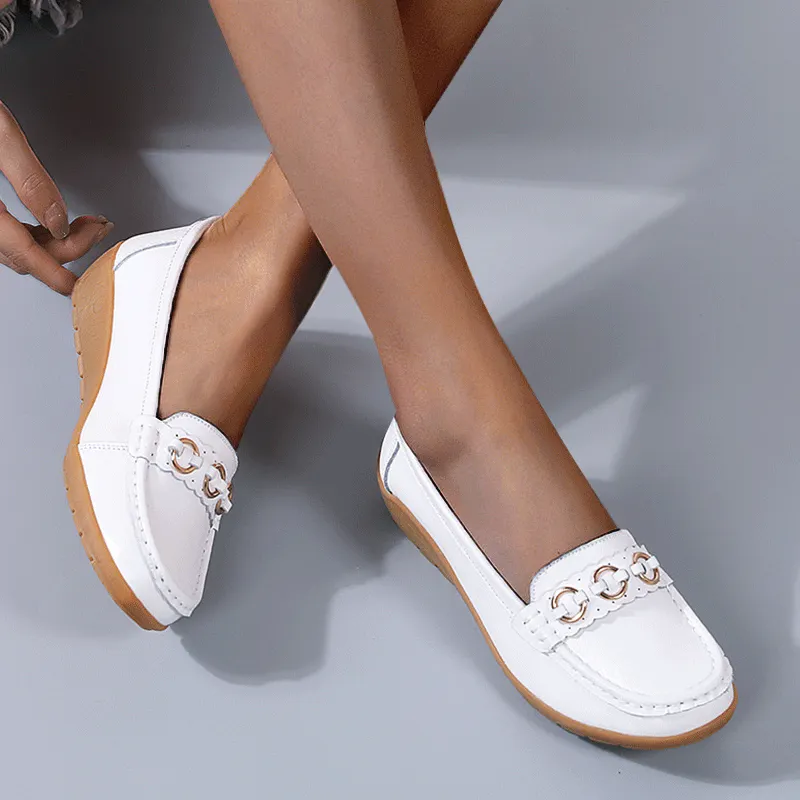 Women's Soft Sole Wide Breathable Waterproof Lightweight Walking Flat Loafer Shoes