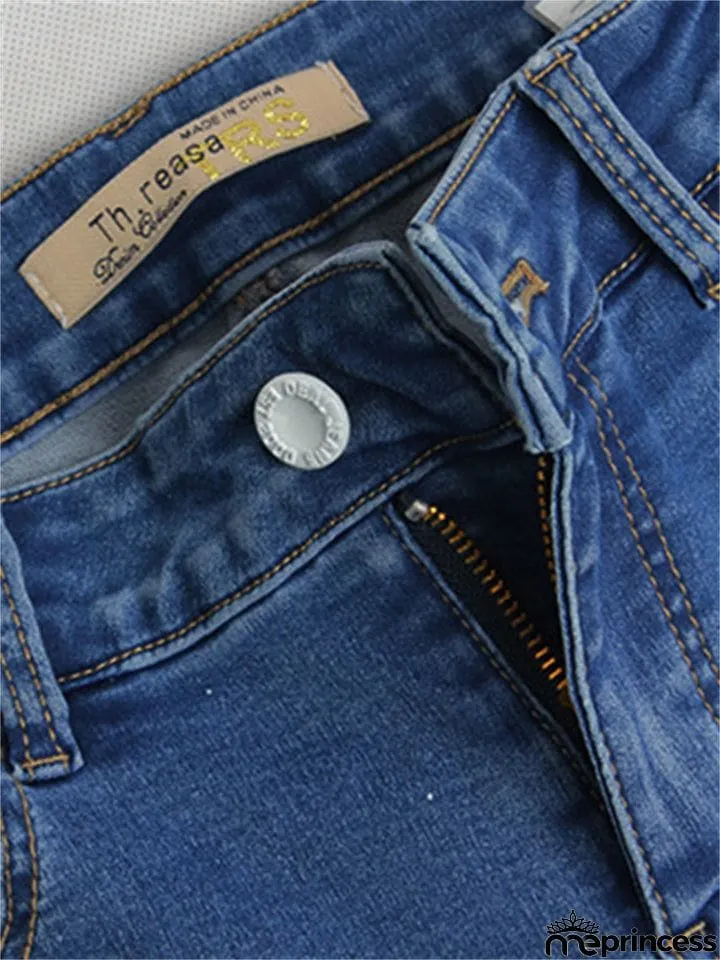 Women's Floral Embroidery Skinny White Spray Print Denim Jeans