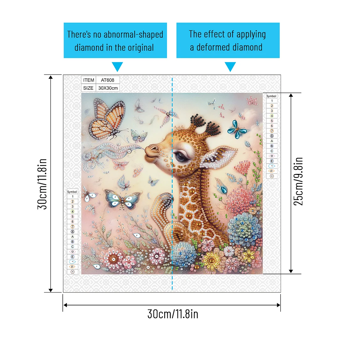 Diamond Painting - Partial Special Shaped Drill - Cute Flower Giraffe(Canvas|30*30cm)