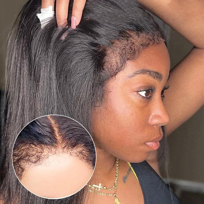 4C Edges Baby Hair Straight Lace Front Wig | 13x4 HD Lace Frontal| Afro-Inspired Natural Hairline