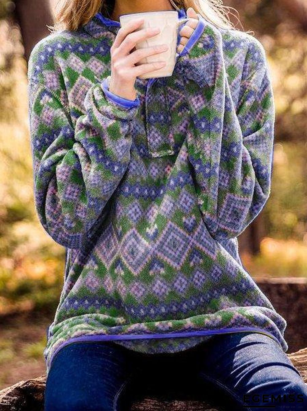 Boho Aztec Western Pullover Top | EGEMISS