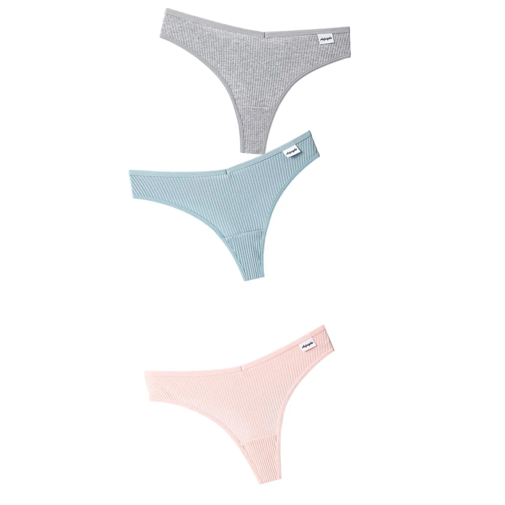 3PCS/Set G-string Panties Cotton Women's Underwear Sexy Panties Female Underpants Thong Solid Color Panty Lingerie T Back Design