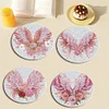 4PCS Diamond Painted Acrylic Pink Wing Placemats Insulated Dish Mats Comes with Mats