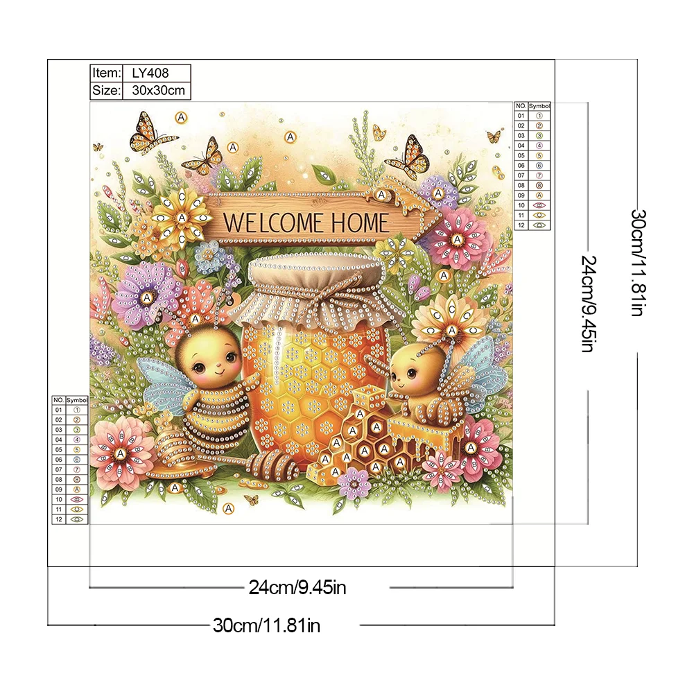 Diamond Painting - Partial Special Shaped Drill - Bee(Canvas|30*30cm)