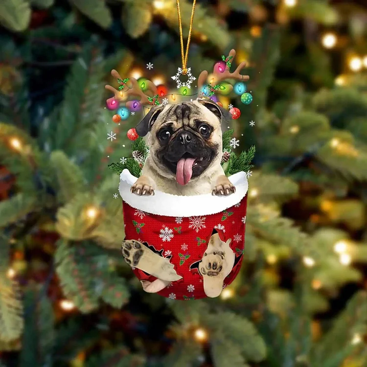 Fawn Pug Acrylic Christmas Tree Ornament