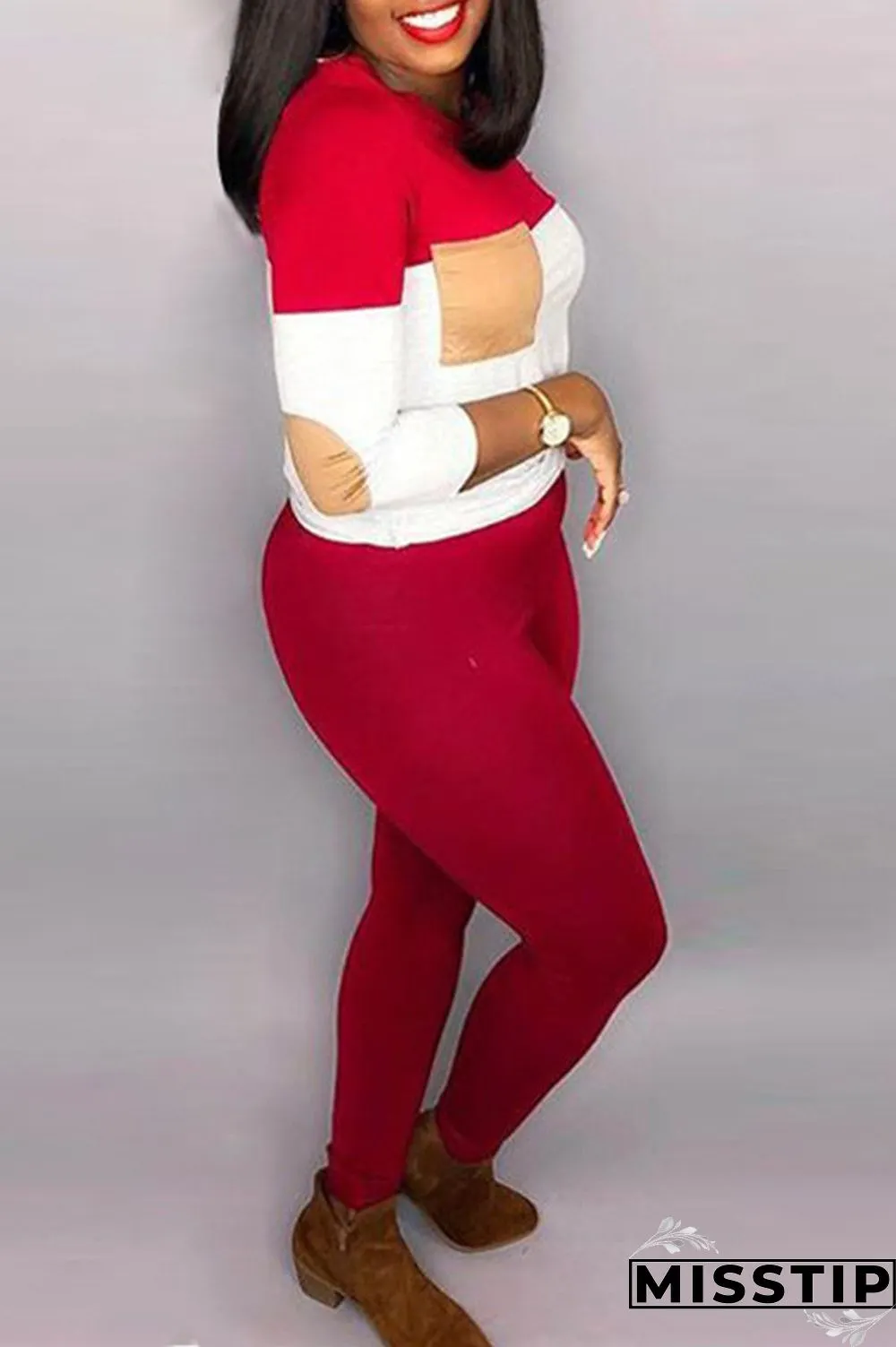 Green Fashion Casual Patchwork Patchwork O Neck Long Sleeve Two Pieces