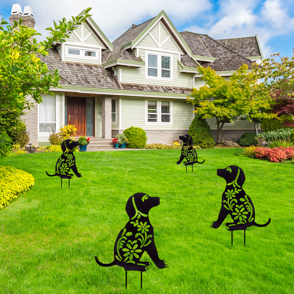 

Cat Silhouette Garden Model Acrylic Hollow Cat Butterfly Stakes Insert Card, Dog, 501 Original