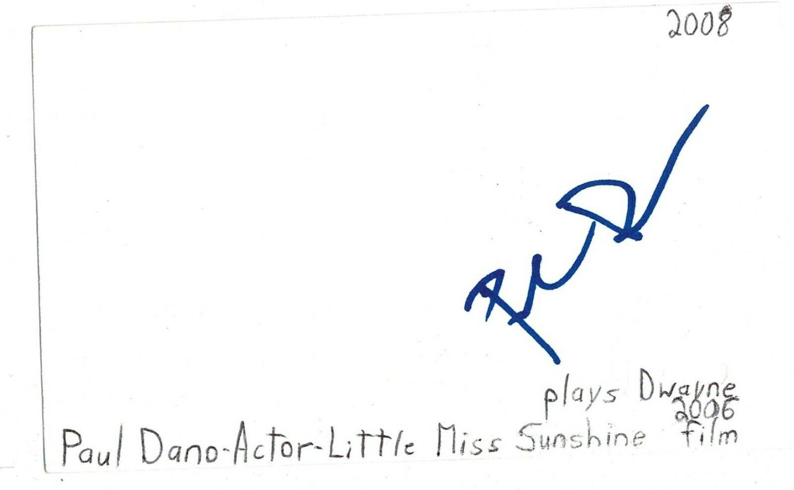 Paul Dano signed autographed index card! AMCo! 13834