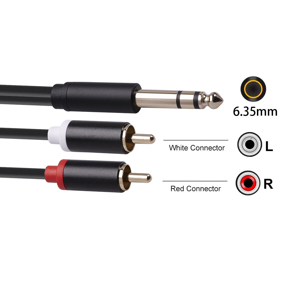 

Gold-Plated 6.35mm 1/4 inch TRS Male to 2 RCA Male Audio Y Splitter Cable, 5m, 501 Original