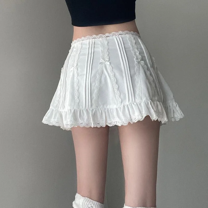 Brownm Frill Hem Mini Skirt