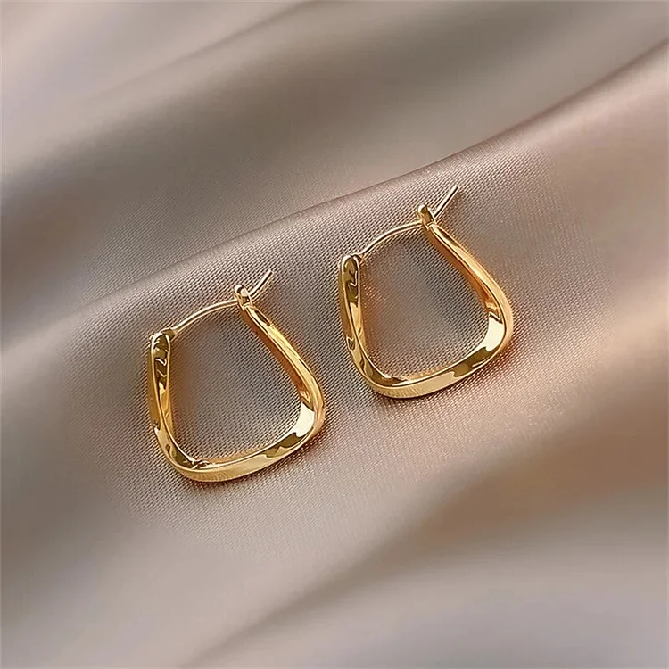 Exaggerated Big Smooth Square Hoop Earrings for Women Aros Simple Round Loop Ear Wedding Jewelry Brincos Cool Gift