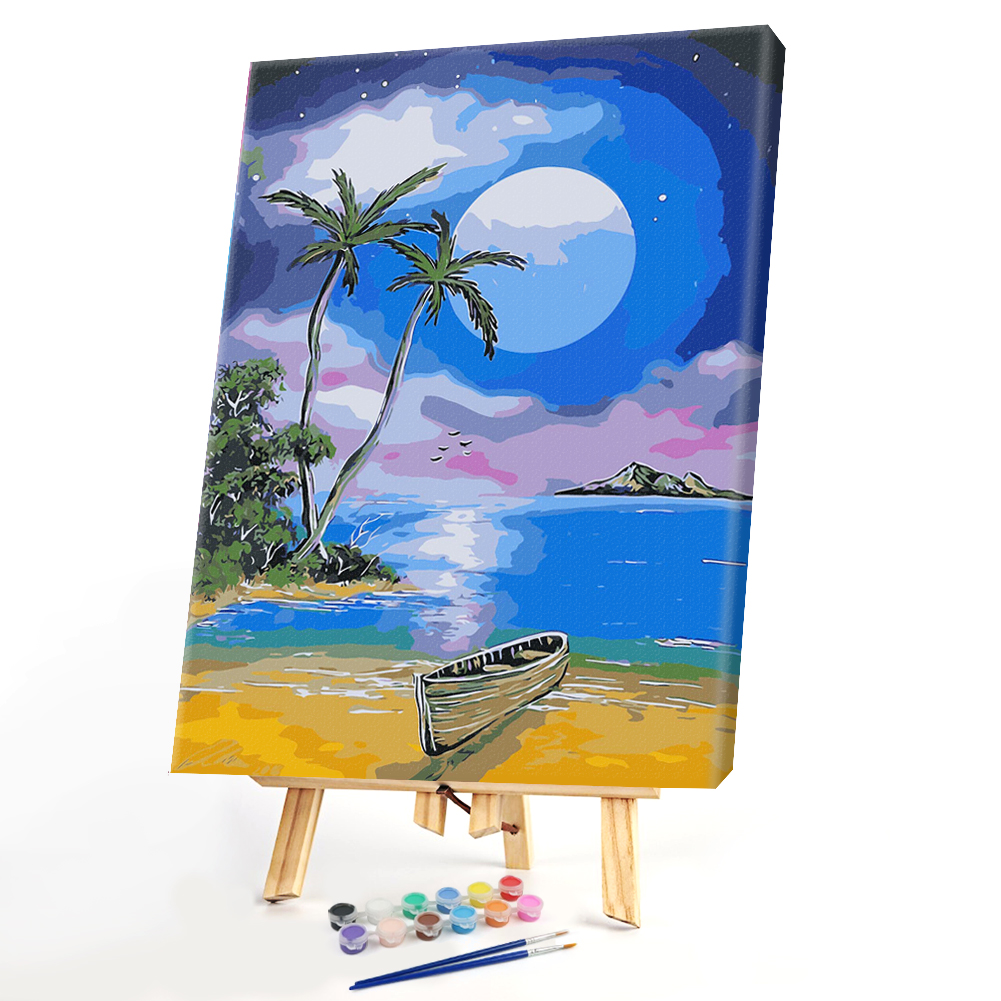 

40*50CM Paint By Numbers-Moon Beach, 501 Original