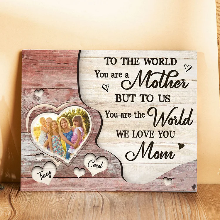Mother Picture Board Personalized Photo Keepsake With 2 Names Wood Signs Photo Frame Gifts For Mom