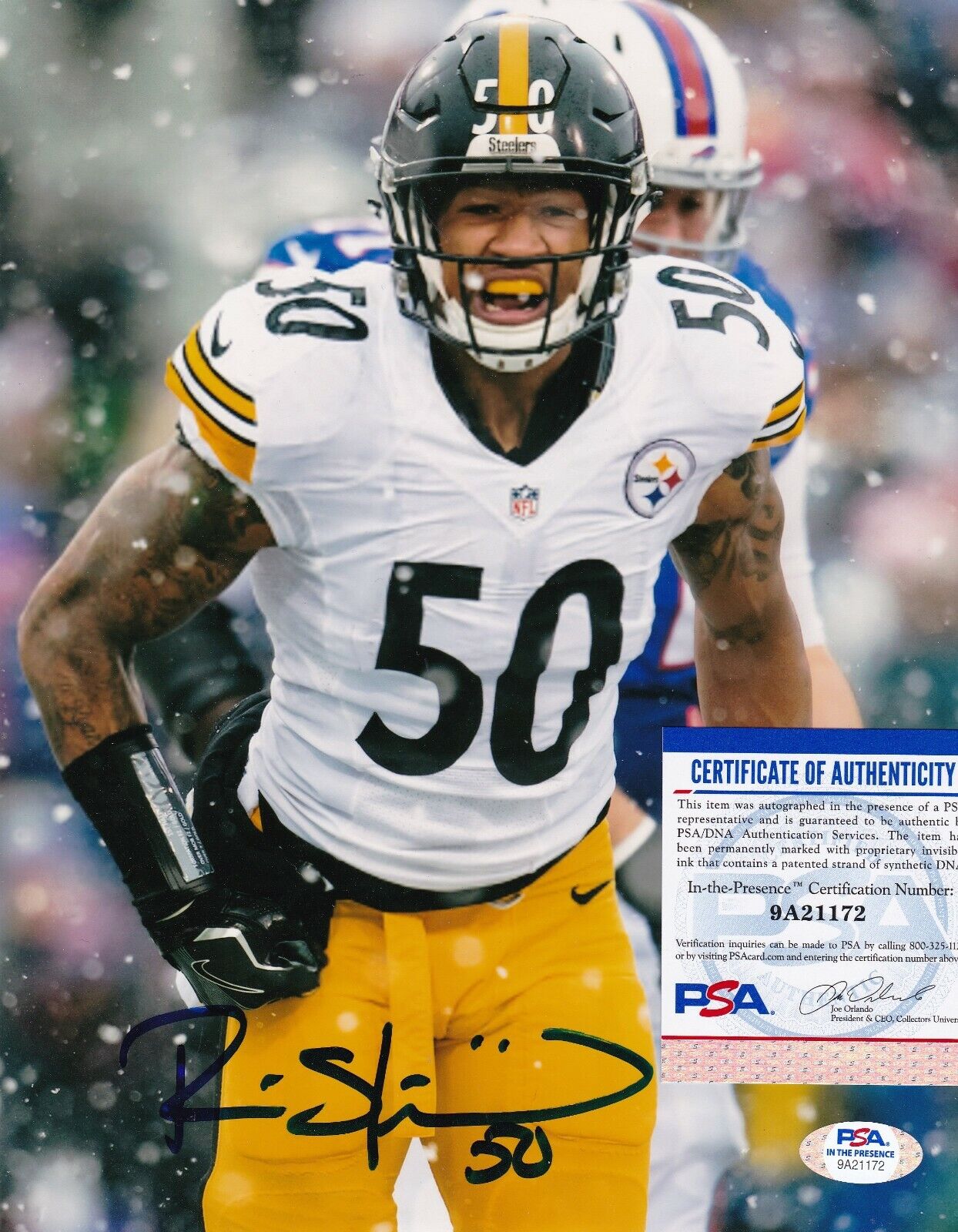 RYAN SHAZIER PITTSBURGH STEELERS PSA/DNA AUTHENTICATED ACTION SIGNED 8x10