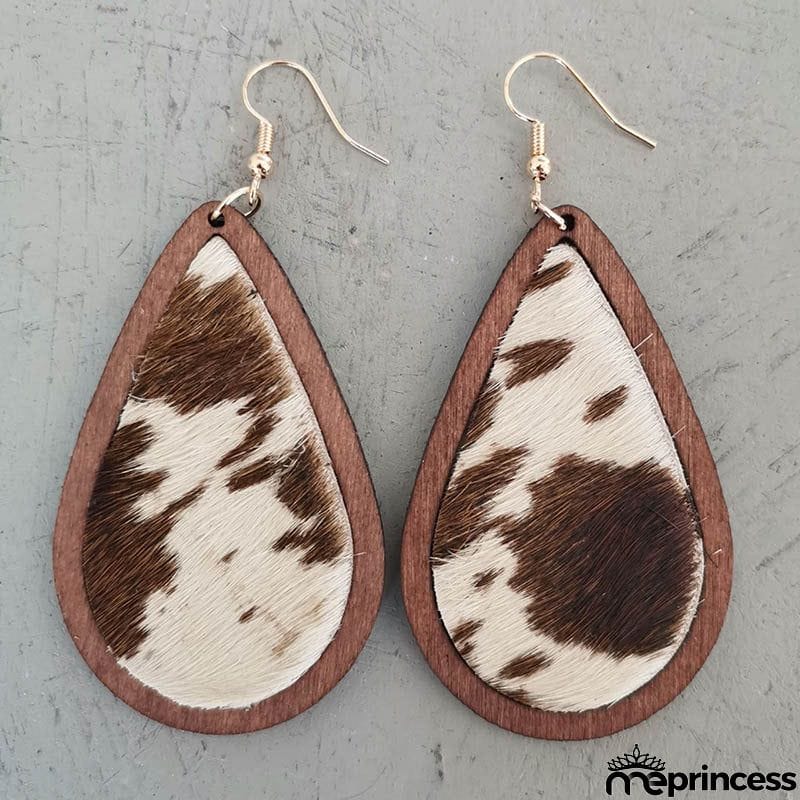 Teardrop Shape Wooden Dangle Earrings