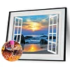 40 * 30CM - Rundbohrer Diamantmalerei - Fenster Meereslandschaft