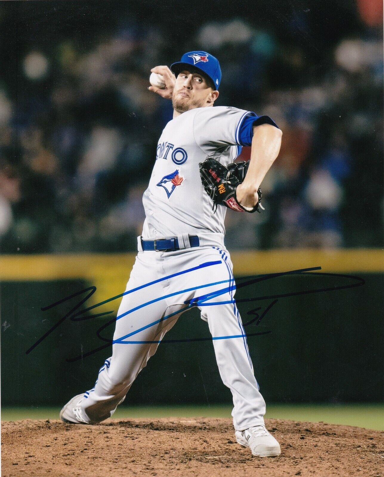 KEN GILES TORONTO BLUE JAYS ACTION SIGNED 8x10