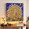 DIY Special Shape Diamond Painting Pearl Art With Inner Frame Kit 25x25cm(Light-up Christmas Peacock)