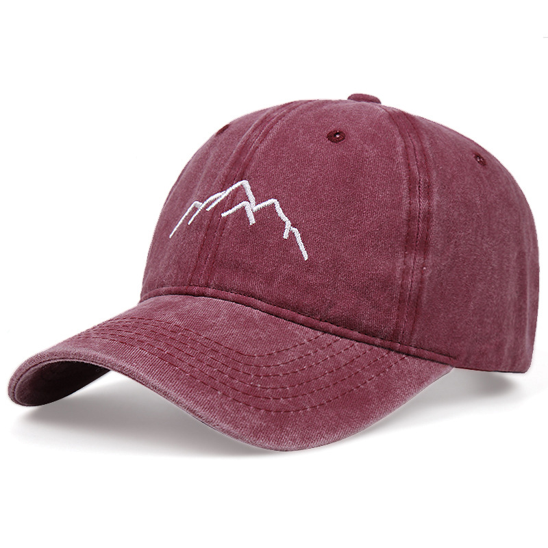 Mountain Embroidery Pattern Distressed Cap  artssus