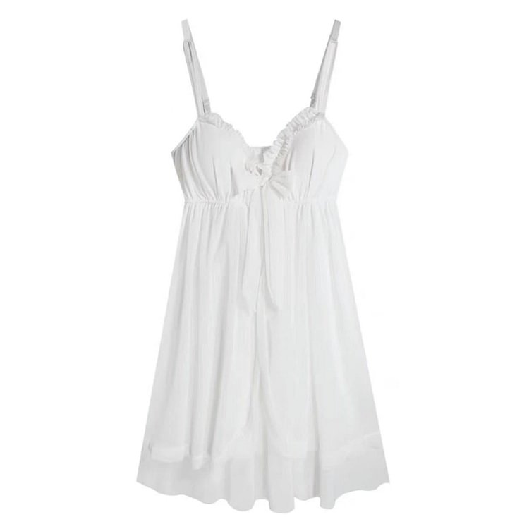 Cute White Summer Elegance Chiffon Dress SP15889