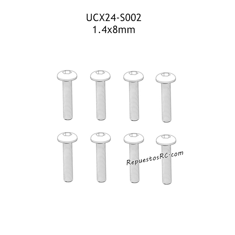 UDIRC UCX1801 Pro Partes 1.4x8mm Tornillo Hexagonal de Cabeza Cil&iacute;ndrica para M&aacute;quinas UCX24-S002