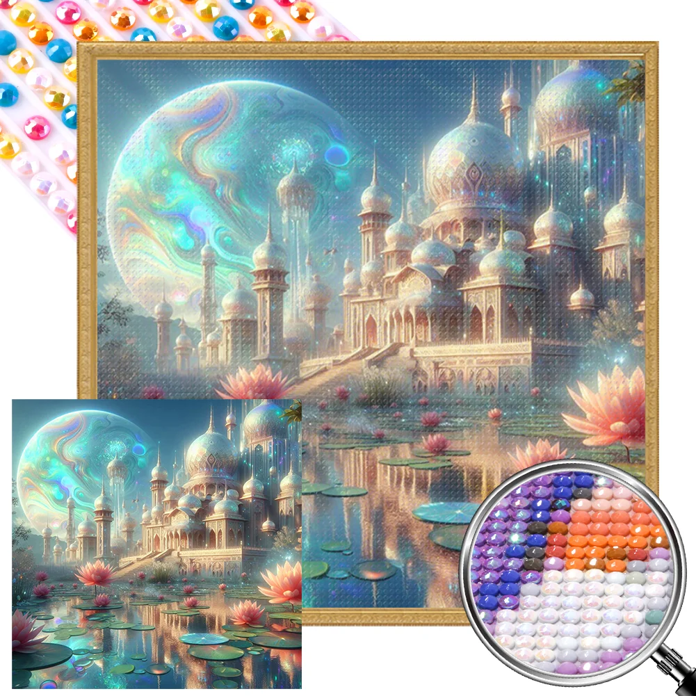 Full Round Partial AB Diamond Painting - Planet Lotus Castle(Canvas|45*45cm)