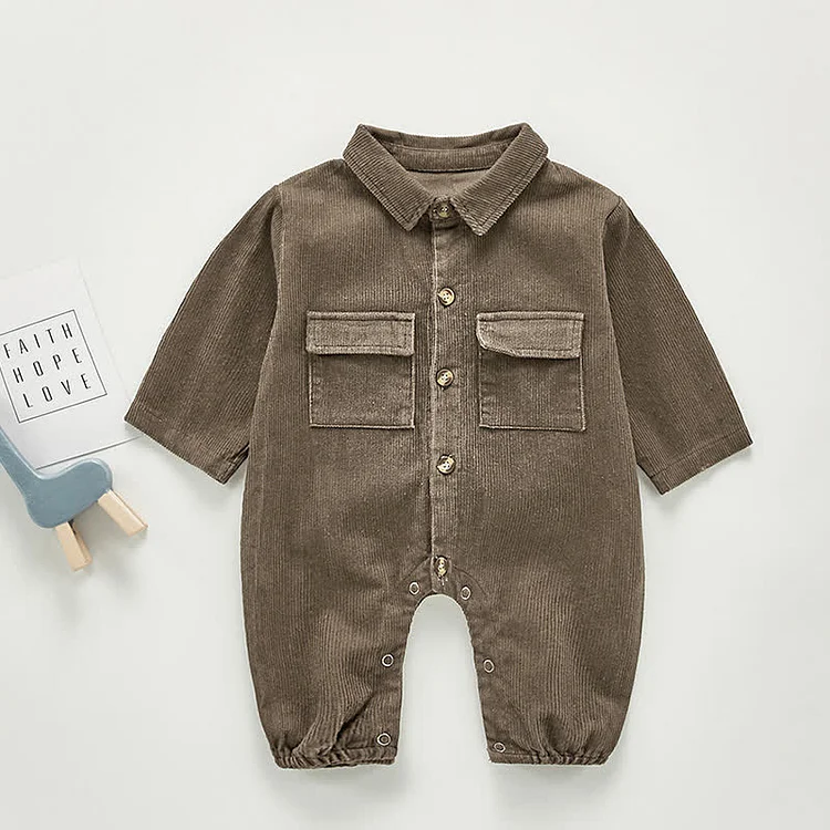 Baby Boys Corduroy Double Pocket Romper