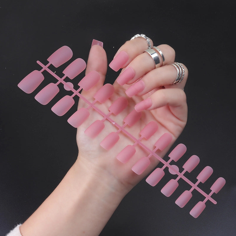 Solid Color Long Square Head Frosted Nail Art Patch Wearing Nail Piece Semi-finished Fake Nail Multicolor Strip Nail Art