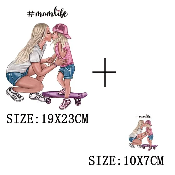 Mom&Baby Heat Sticker On T-shirt DIY Washable Iron On Transfer For Clothing Lovely Design On Clothes Patches Applique Decoration