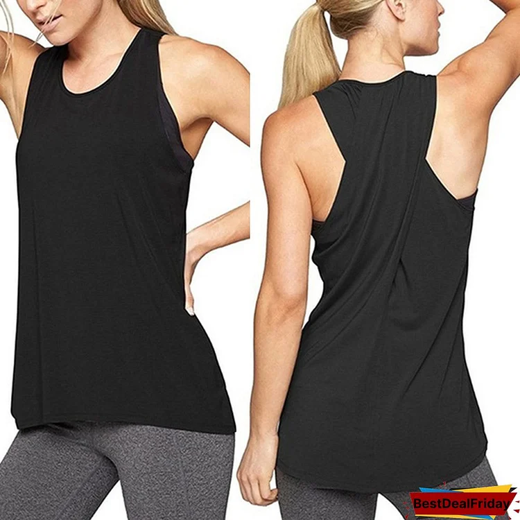 Fashion Women Sports Vest Professional Fitness Tank Top Active Workout Yoga Clothes T-shirt Running Gym Jogging Vest