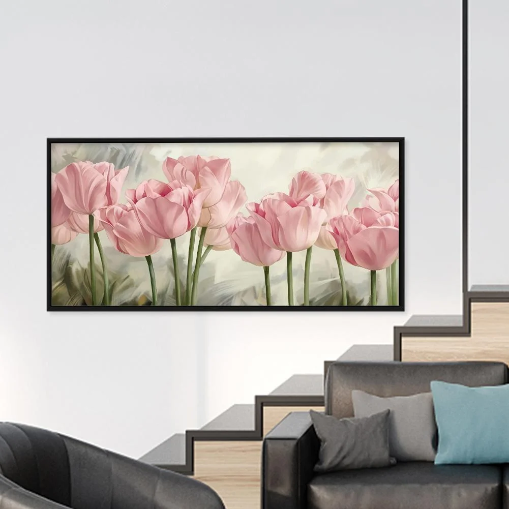 Diamond Painting - Full Round Drill - Pink Tulip (80*40cm)