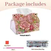 (24cm)Pink Pearl Rose Butterfly 24cm DIY Diamond Painting Rhinestones Decorative Tissue Box Reusable Crystal Mosaic PU Tissue Holder for Home Car Desk Decoration Craft