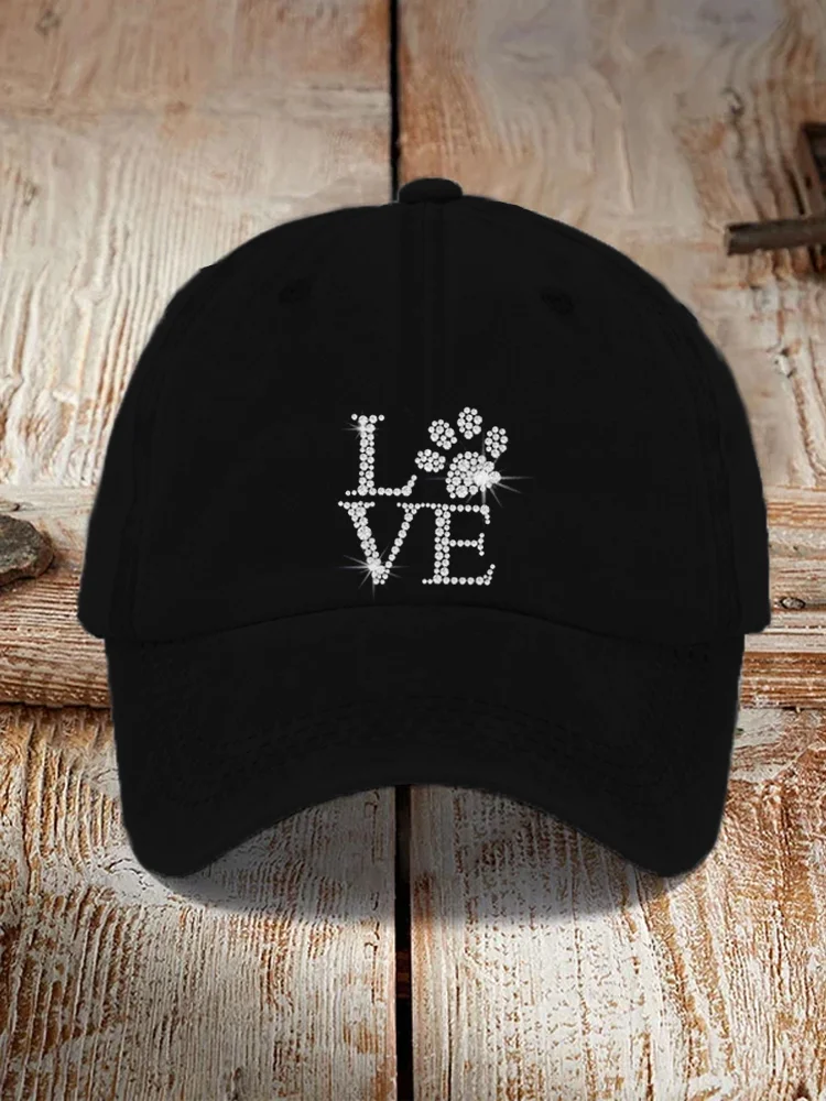 Glitter Paw Print Cat Lover Essential Cap