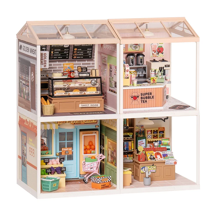 Rolife Super Creator Plastic Diy Mini House 4 in 1 Four Grid | Robotime Online