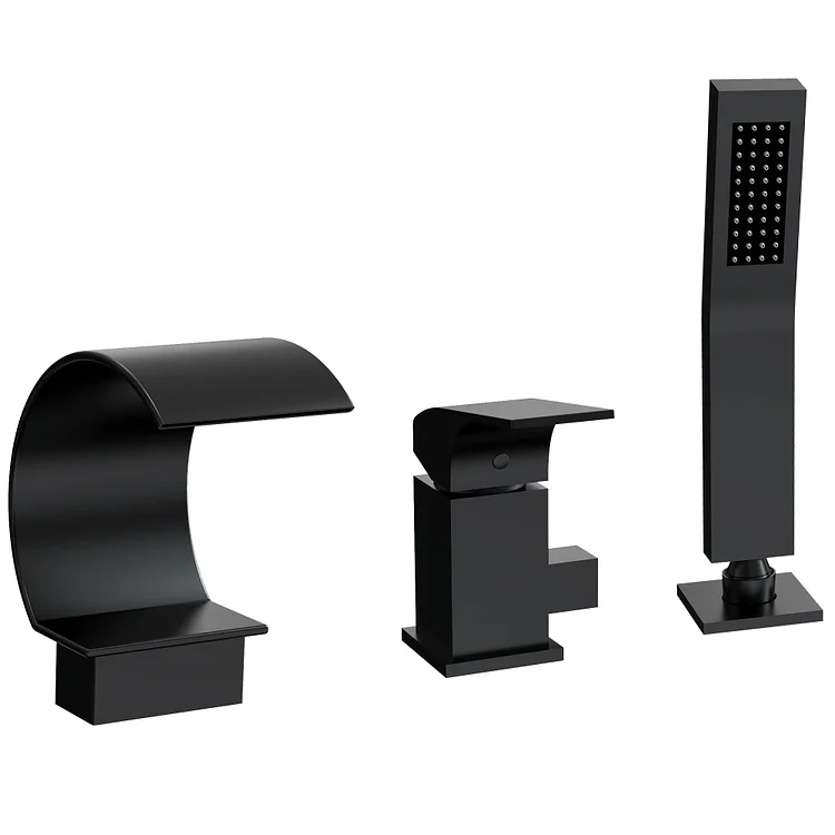 EVERSTEIN Deck Mount Waterfall Bathtub Faucet in Matte Black SFS1005-BK