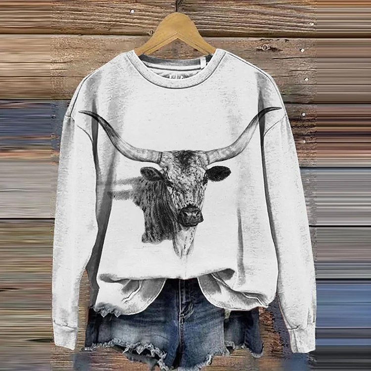 Utbros Cow Print Casual Sweatshirt