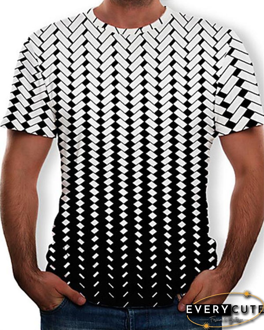 Men's T-shirt - Color Block / 3D / Graphic Print Round Neck