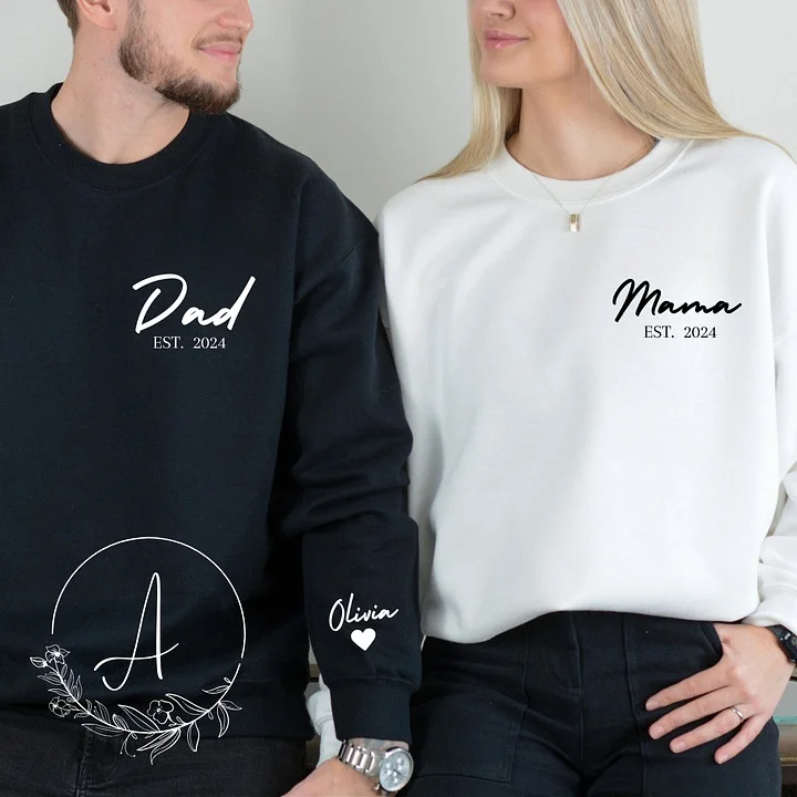 A True Love Story Never Ends -Custom Mom Dad Couples Sweatshirt,Gift for Dad, Gift for Mom