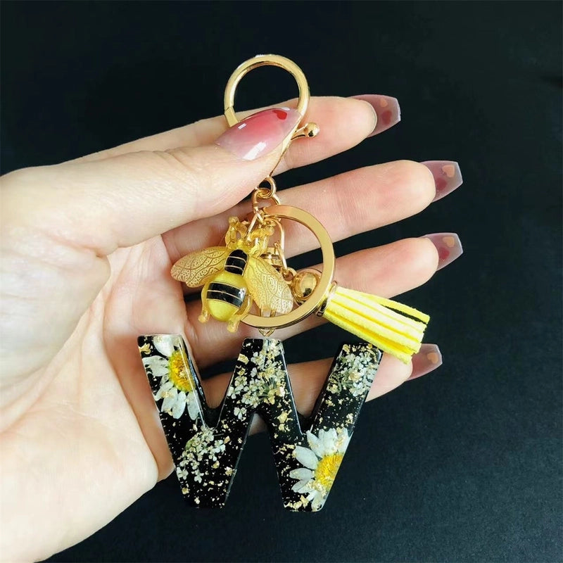Minimalist Classic Style Letter Bee Resin Unisex Bag Pendant Keychain