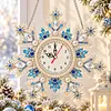Acrylic Special Shape Xmas Snowflake Diamond Pearl Painting Clock Handicraft Hanging Kit