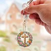 6Pcs Diamond Painting Double Sided Easter Cross Diamond Painting Art Keyring