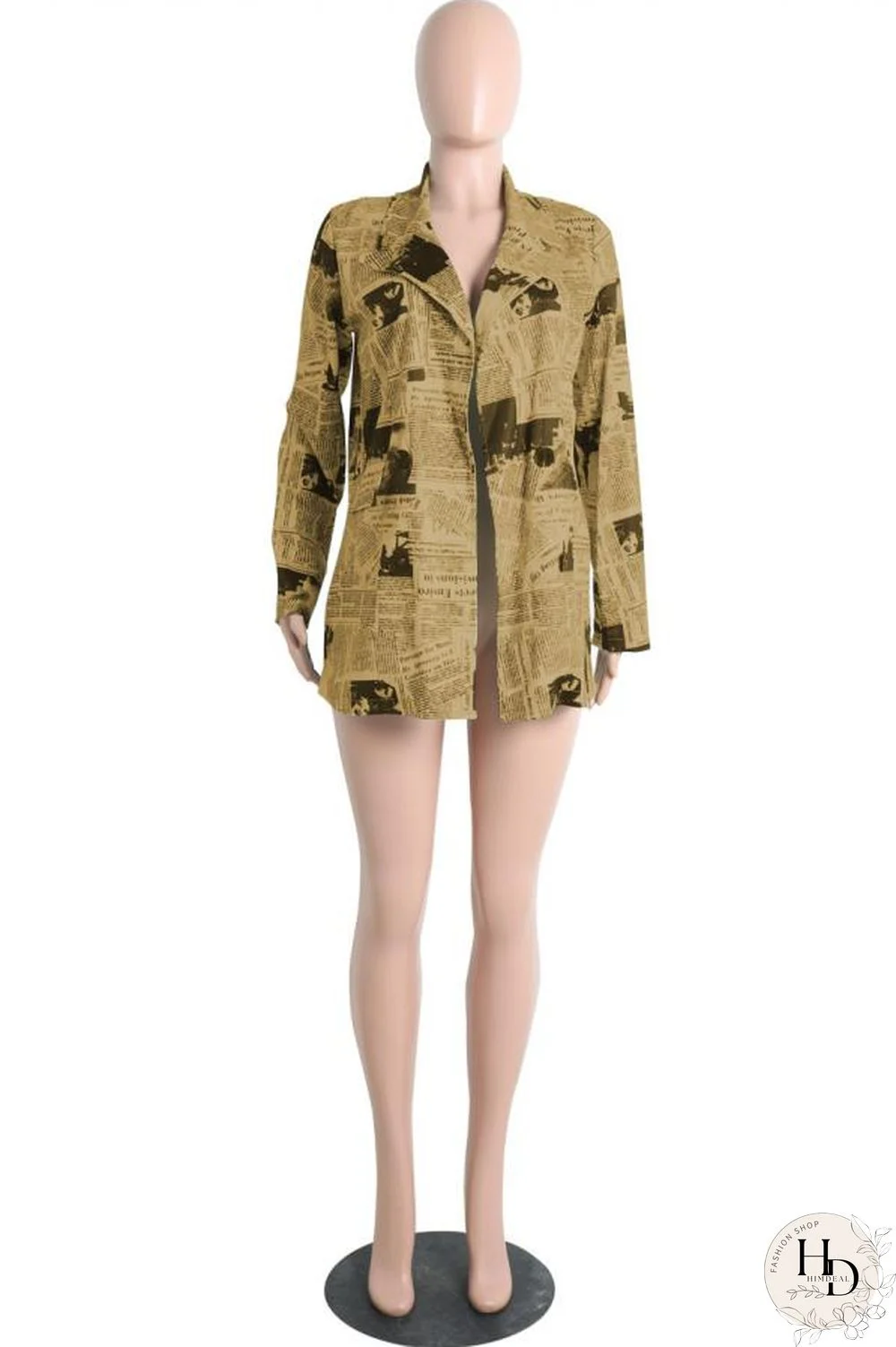 White cardigan Long Sleeve Solid Print Newspaper Blouses & Shirts