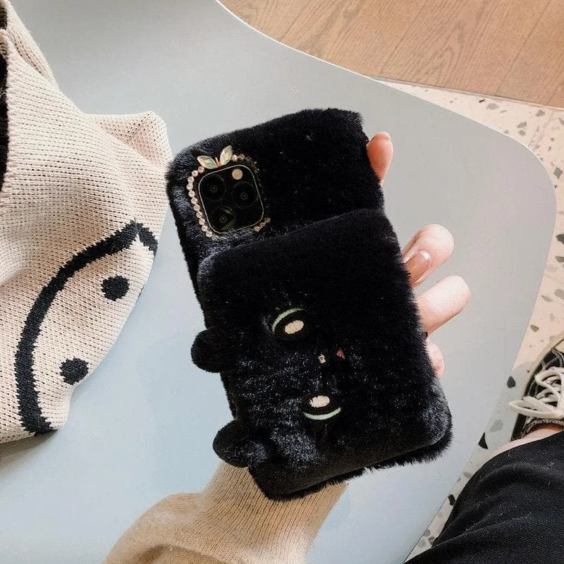 Furry Wrist Cat Embroidery Iphone Phone Case SP15211