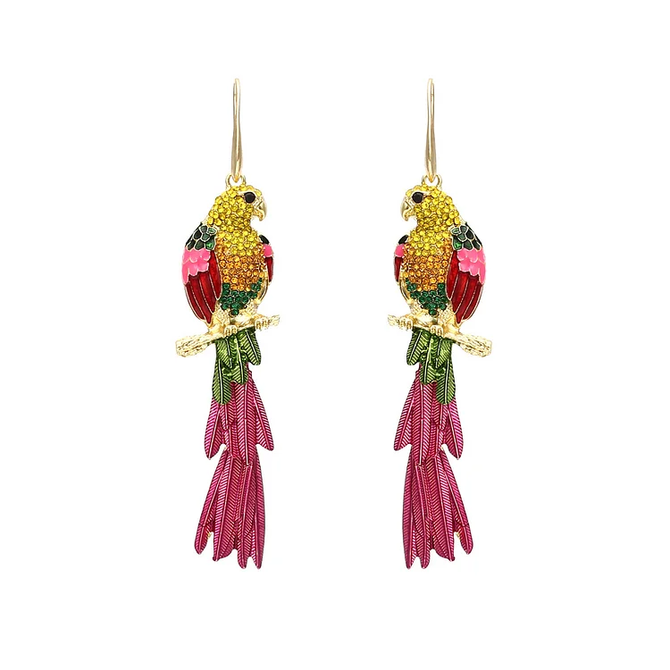 Diamond Parrot Earrings
