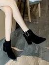 Chunky Heel Buckle Pointed-Toe Suede Martin Boots