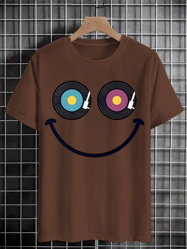 Men's Music Makes Me Laugh Album Art Print Cotton Casual T-Shirt