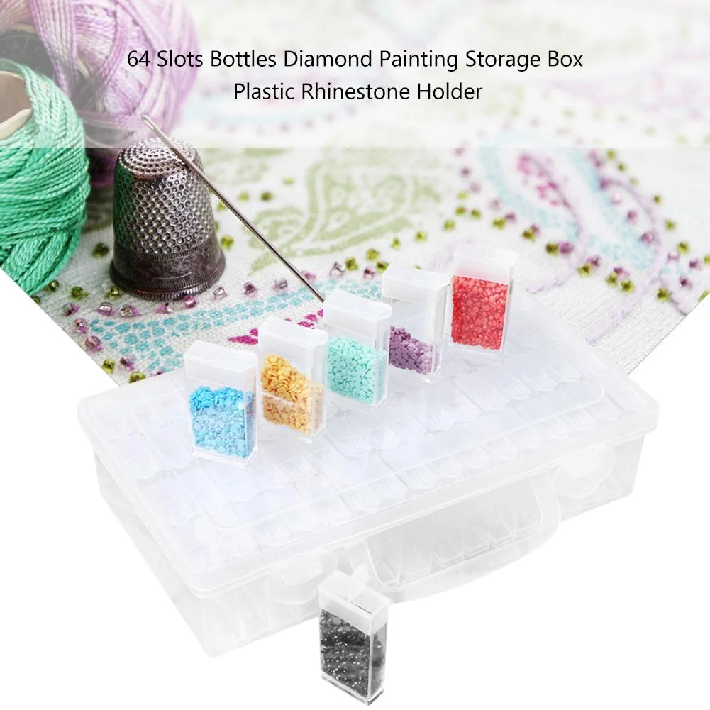 64 Grids Clear Plastic Diamond Storage Box DIY Diamond Painting Drill Case