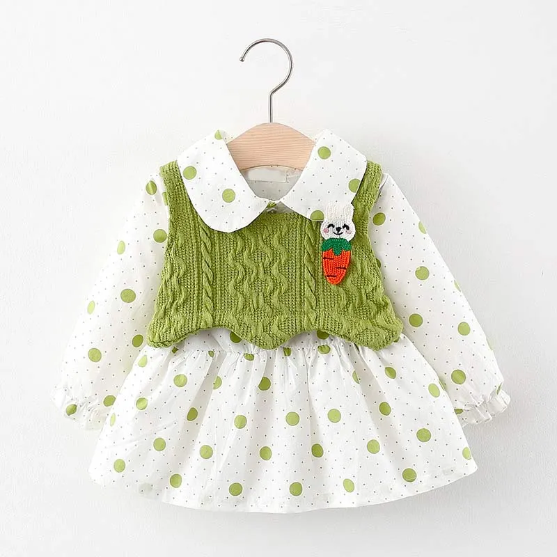Bear Leader Baby Girls Floral Dresses Toddler Kids Casual Clothes Bowknot Princess Costumes Newborn Little Girls Dot Clothing